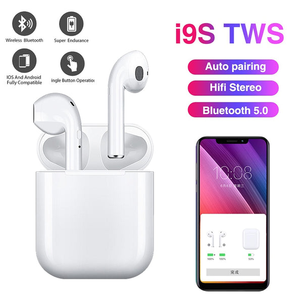 진정한 무선 스테레오 이어폰 I9S TWS 무선 이어폰 미니 5.0 블루투스 헤드폰 스포츠 헤드셋 이어폰 모든 스마트 폰