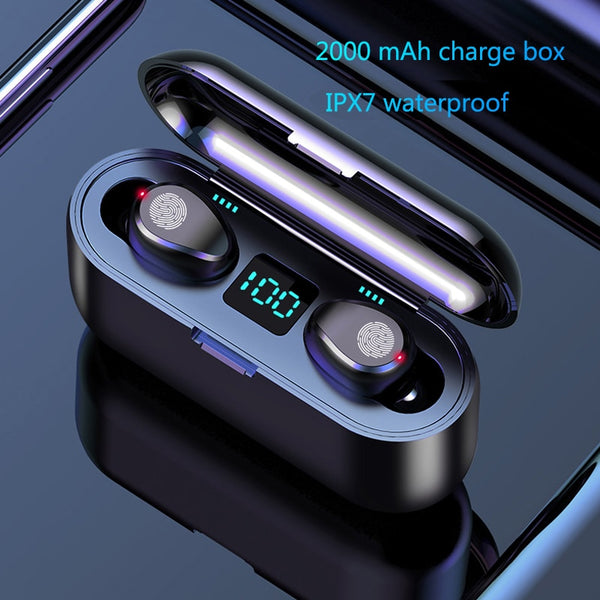 마이크를 가진 2000mAh 힘 은행 헤드폰을 가진 F9 TWS 무선 Bluetooth 발광 다이오드 표시